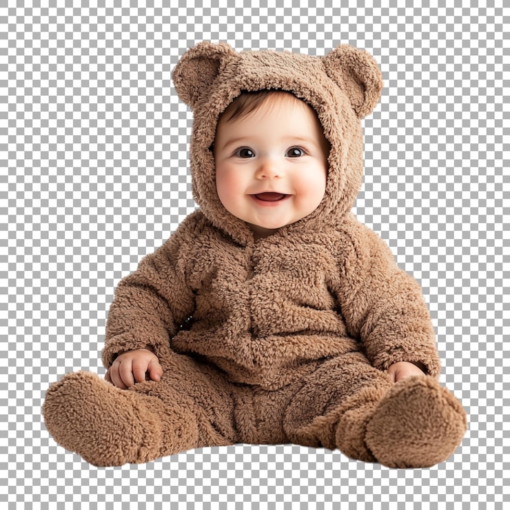 PSD un bébé mignon en costume de chat sur un fond transparent généré par ai