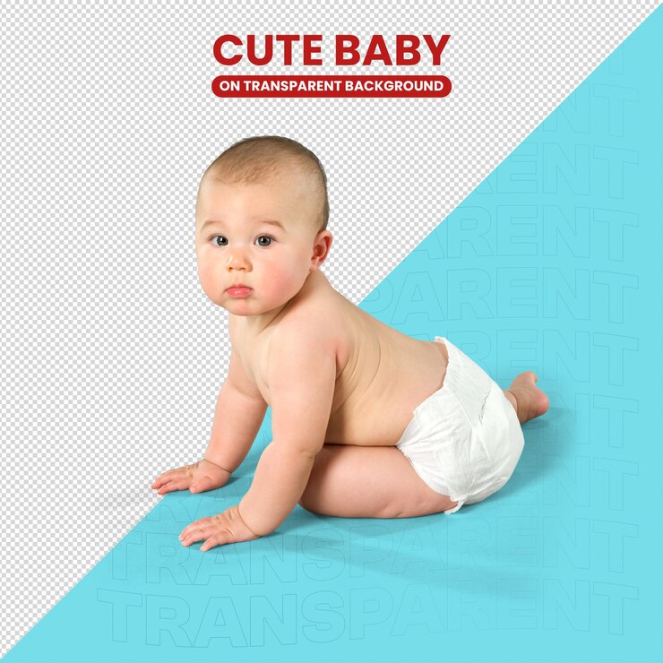 PSD bébé mignon avec une couche isolée sur un fond transparent png