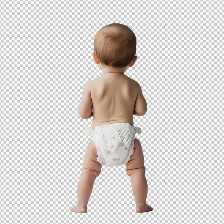 PSD bébé mignon en nappe sur un fond transparent isolé