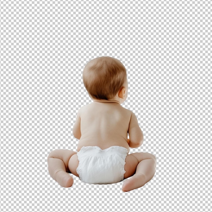 PSD bébé mignon en nappe sur un fond transparent isolé