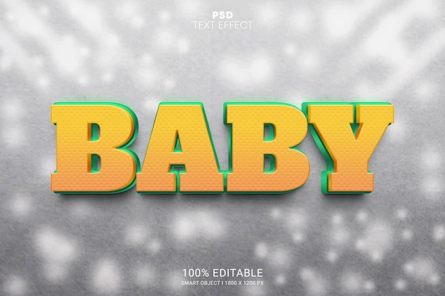 PSD bebé psd diseño de efecto de texto editable