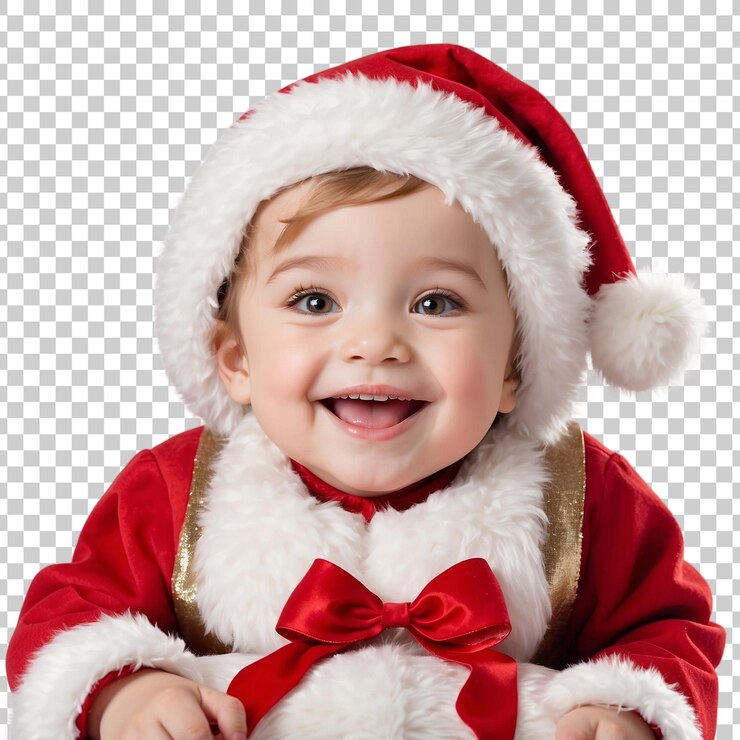 PSD un bebé con un sombrero de santa y sonriendo