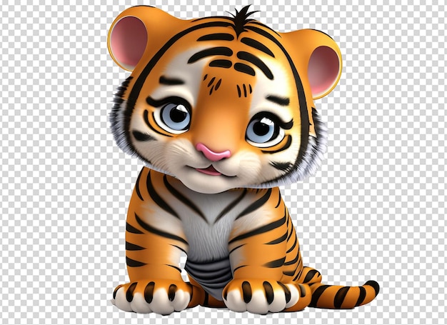 Bébé tigre 3D sur fond blanc