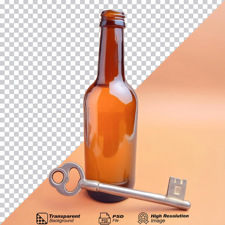 PSD bebedme una botella con llave aislada sobre un fondo transparente