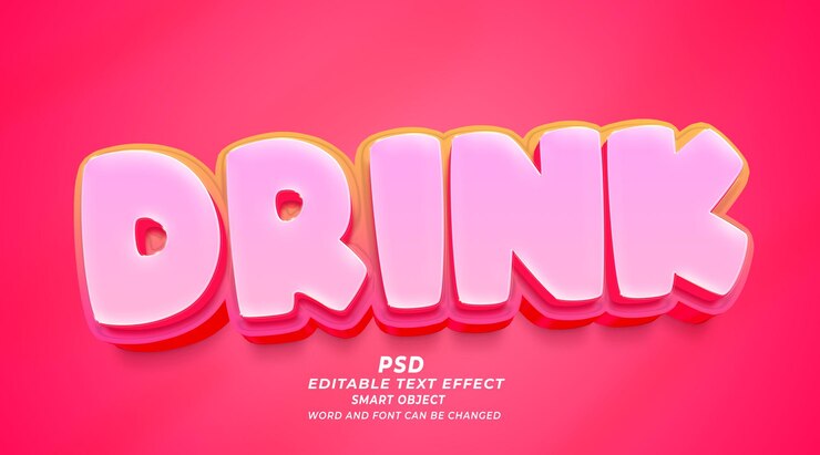 PSD beber efecto de texto editable en 3d estilo photoshop