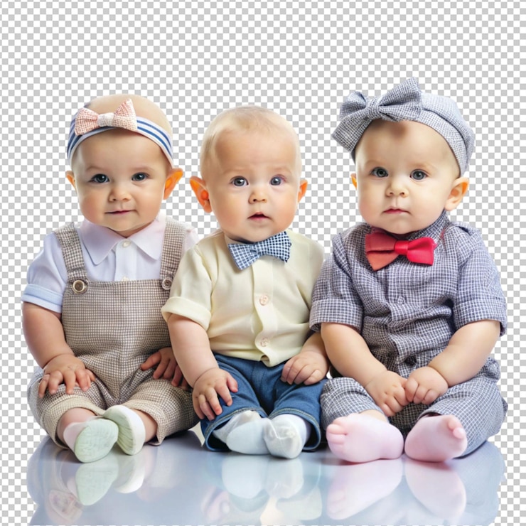 PSD bebés elegantes isolados em fundo transparente