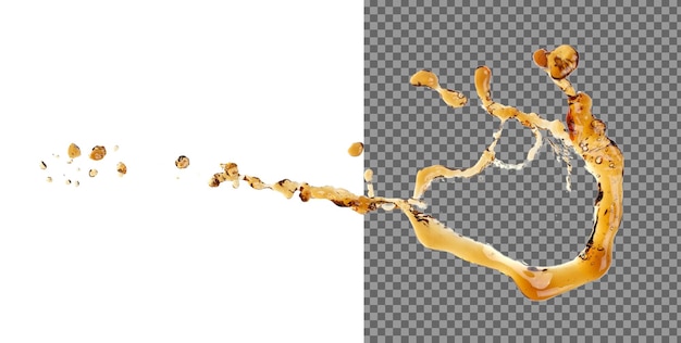Bebida de café Forma gota de forma de espresso salpicaduras en gota de cola tubería de línea ataque revoloteando en el aire y detener el movimiento congelamiento disparo salsa de soja salsa de soya bebida de café textura elementos de recursos gráficos