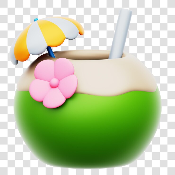 PSD bebida de coco icono de representación 3d aislado sobre fondo transparente