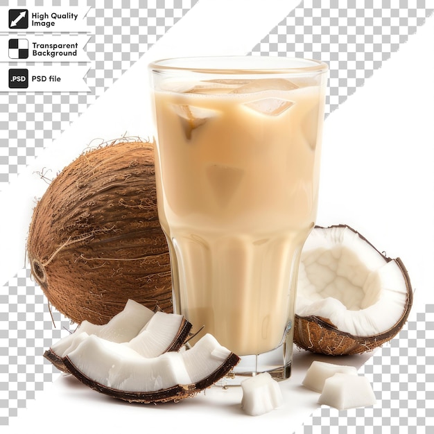 una bebida de coco con una imagen de un coco y un coco
