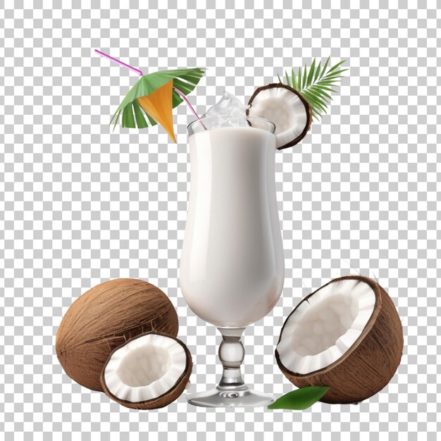 una bebida de coco con una rebanada de coco en el vaso