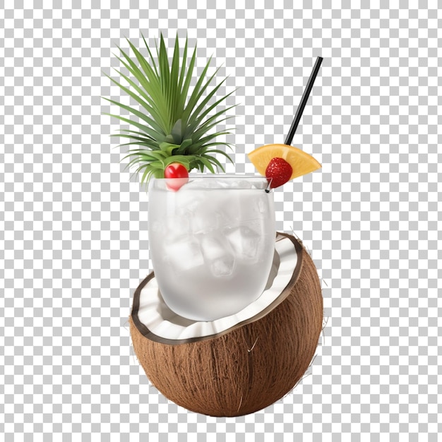 una bebida de coco con una rebanada de coco en el vaso