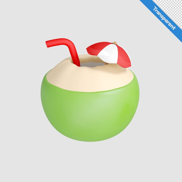 Bebida de coco de verano Ilustración en 3D