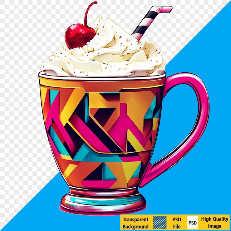 PSD bebida colorida con crema batida