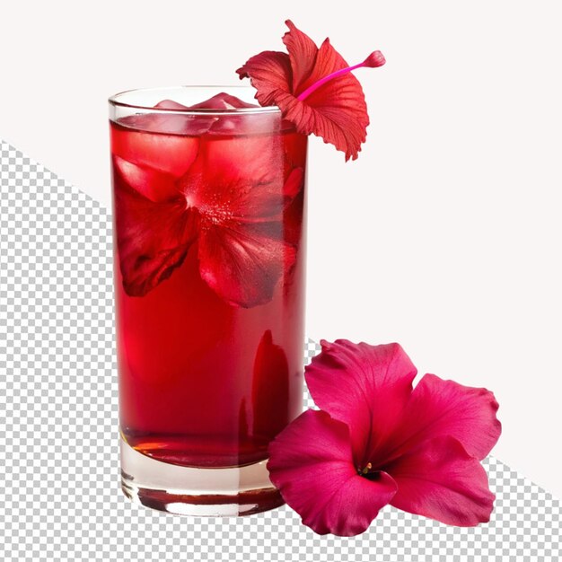 PSD bebida de flor de hibisco em fundo transparente