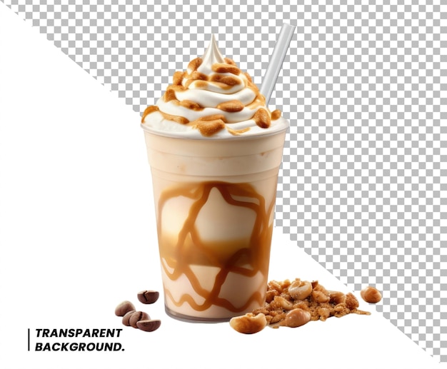 Bebida de frappe com caramelo e nozes