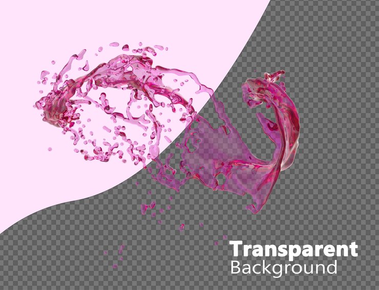 PSD bebida energética salpicadura rosa aislada en un fondo transparente
