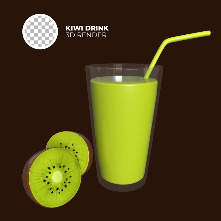PSD bebida de kiwi de renderizado 3d