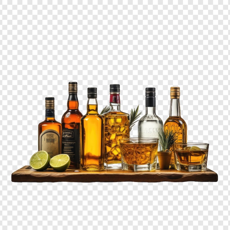 PSD bebidas destiladas estilo aislado png con fondo blanco ilustración generativa ia