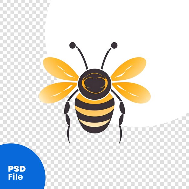 PSD bee-logo-design vektor-illustration einer biene isoliert auf weißem hintergrund psd-vorlage