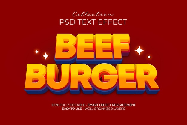beef burger custom text effect
