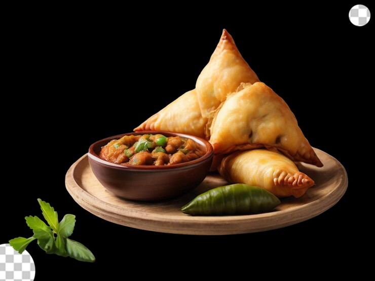 PSD beef y samosa png transparente