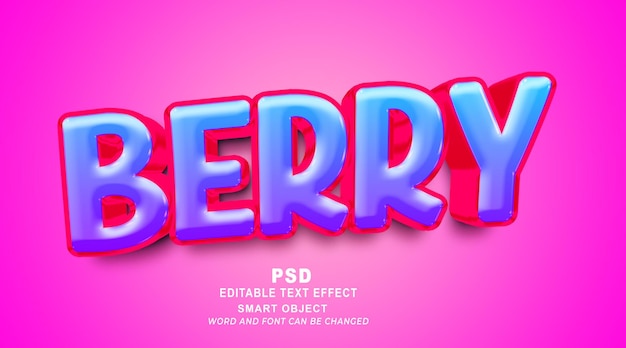 Beere 3d bearbeitbare Texteffekt-Photoshop-Vorlage