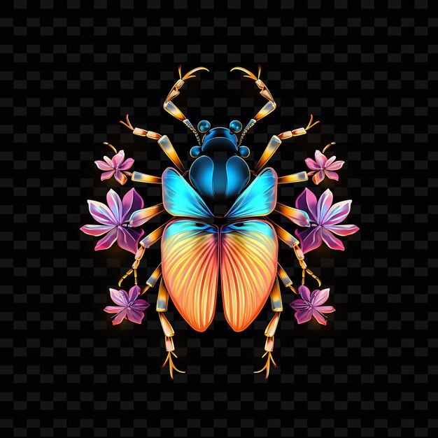 Beetle enchanting meadow zigzag neon lines flower petals har png y2k shapes transparent light arts