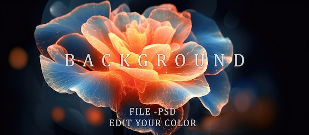 PSD begonienblume abstrakter bokeh-hintergrund orange blaues licht