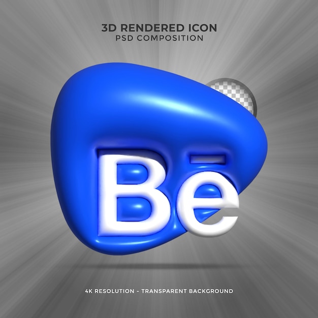 Behance 3D-Rendering Social Media Farbenfrohes, glänzendes Symbol für die Komposition