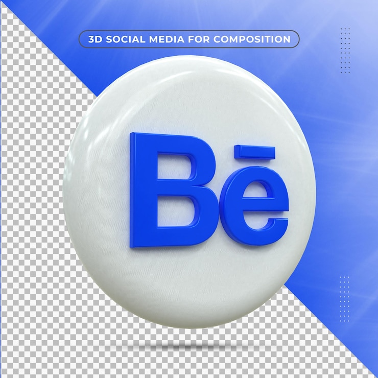 PSD behance 3d social media icon colorido brillante 3d icon concepto 3d rendering para composición