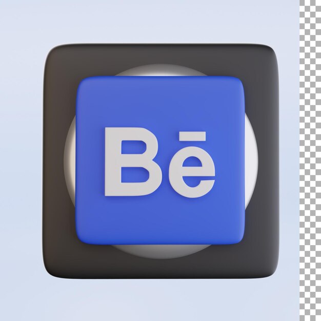 Behance con l'icona 3d del logo di colore blu