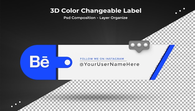 Behance Connect Us sui social media inferiore terzo 3d design render icon badgexA