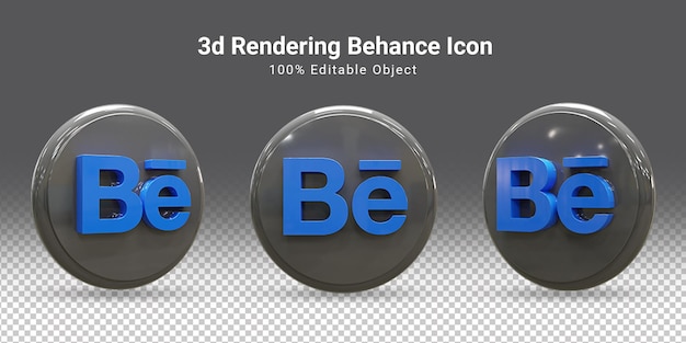 Behance glänzendes social-media-icon-set 3d