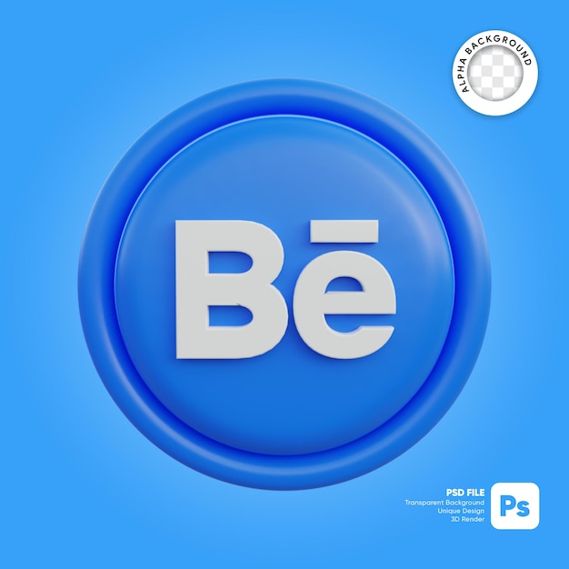 Behance icono de portafolio de redes sociales 3d en ronda aislada