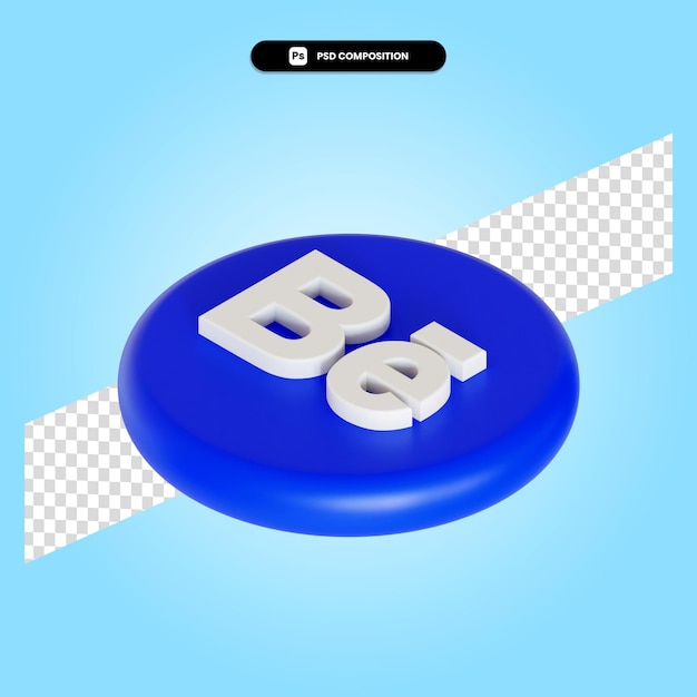 Behance logo aplicación 3d render ilustración aislada