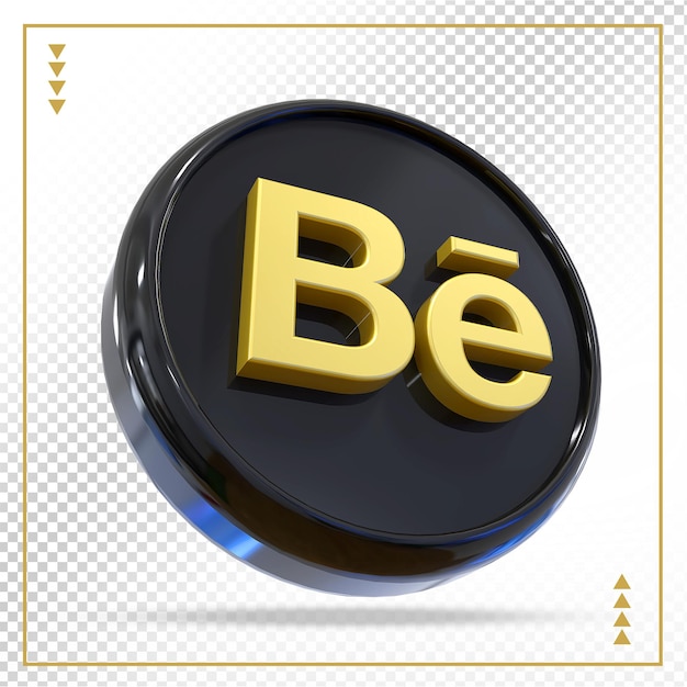 Behance Logo Médias Sociaux Or 3d