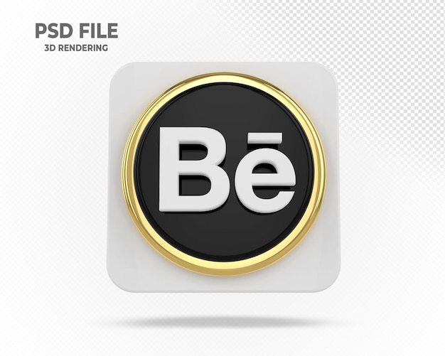 Behance Logo Modern Social Media con Gold 3D