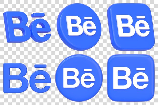 Behance Logos en variantes azules y negras Ilustración de renderización 3D