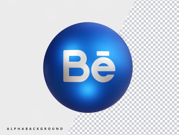 Behance metalic icono renderizado 3d transparente