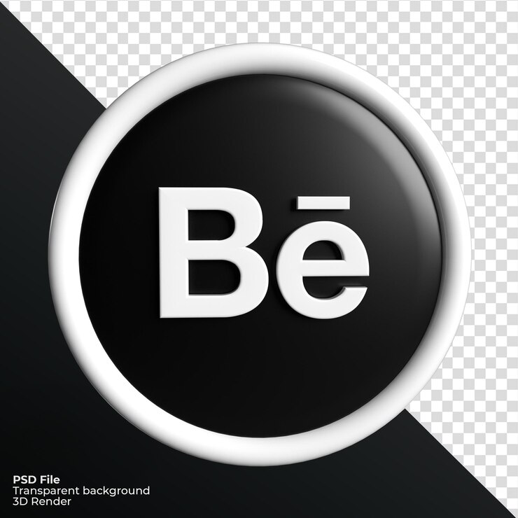 PSD behance social media logo icon 3d render fondo transparente