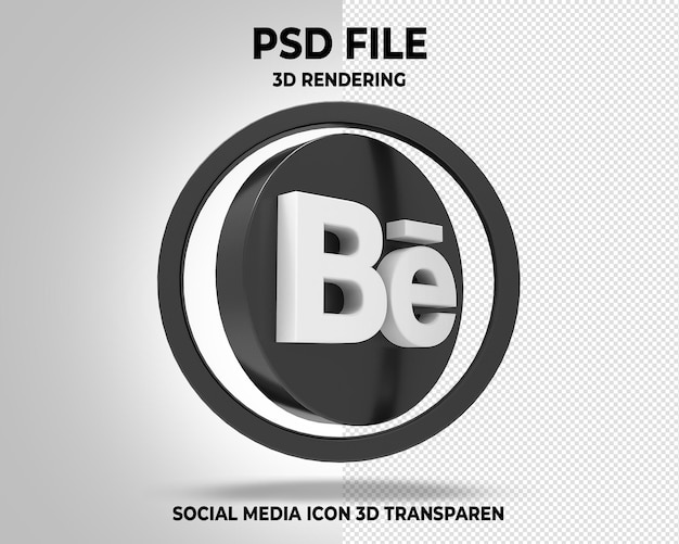 Behance Social Media Transparentes Logo 3D