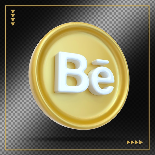 Behance-symbol social media gold 3d