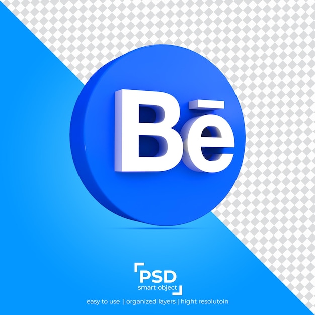 Behance Vue de gauche sur l'arrière-plan transparent de l'application et les objets flottants
