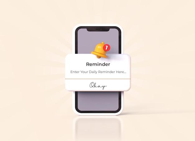 Beige 3D-Fragen-Engagement-Schnittstelle auf Handy-Mockup-Vorlage