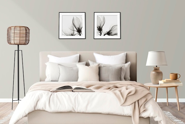 Beige Schlafzimmer Bildrahmen Mockup psd