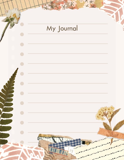 Beige Scrapbook Floral Vintage Pagina del giornale