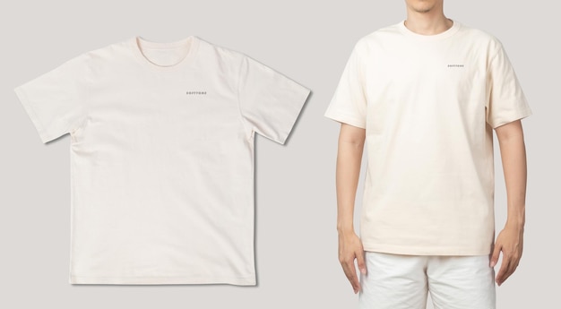 Beige T-Shirt-Mockup-PSD-Vorlage für Ihr Design