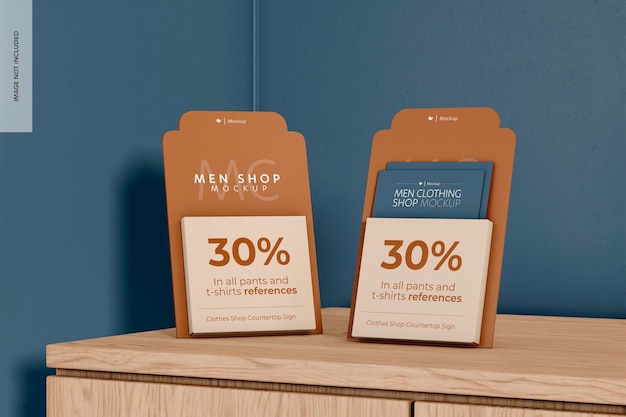 Bekleidungsgeschäft Countertop Signs Mockup