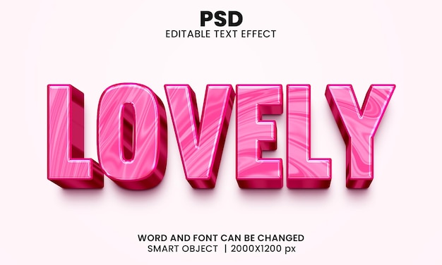 Bel colore rosa effetto testo modificabile in 3d con photoshop con sfondo
