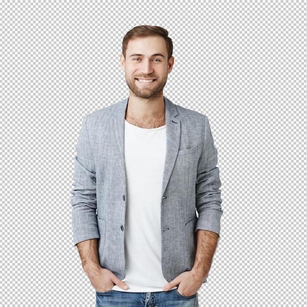 Un bel homme d'affaires souriant et joyeux.